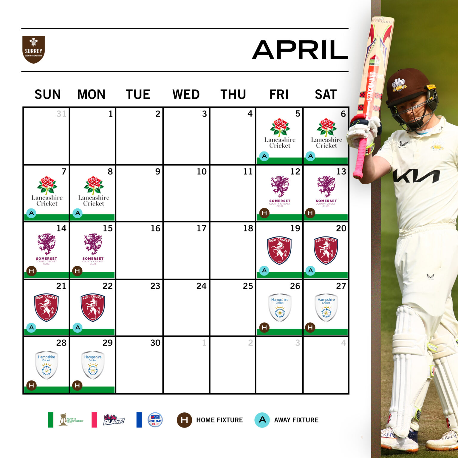 Surrey Men's 2024 fixtures announced Kia Oval