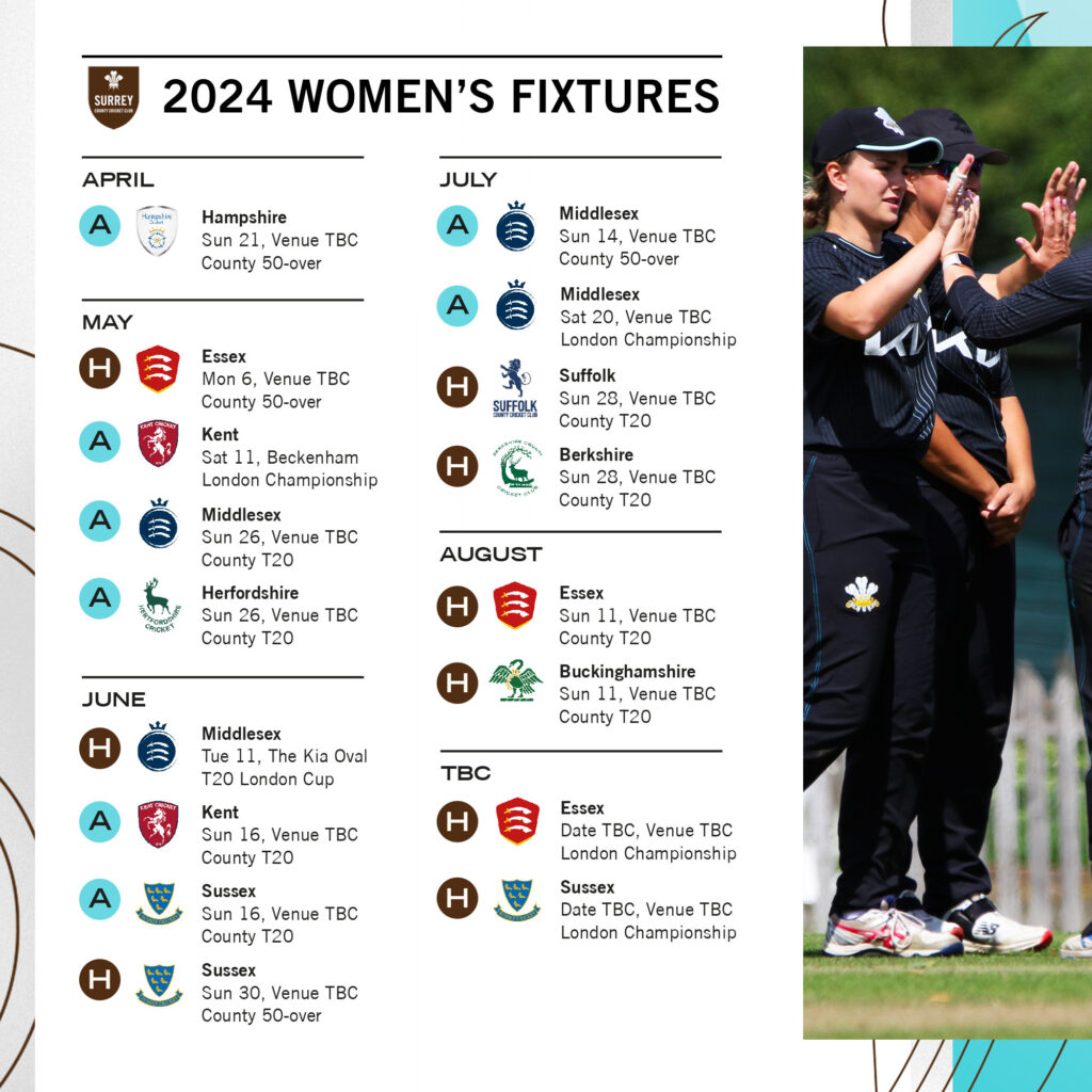 Surrey Women's 2024 fixtures announced Kia Oval