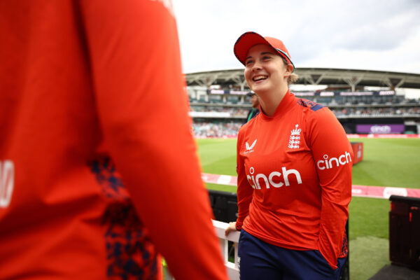 LONDON, ENGLAND - JULY 13: Alice Capsey of England during the 4th Women's Vitality IT20 between England and New Zealand at the Kia Oval on July 13, 2024 in London, England. (Photo by Ben Hoskins/Getty Images for Surrey CCC)